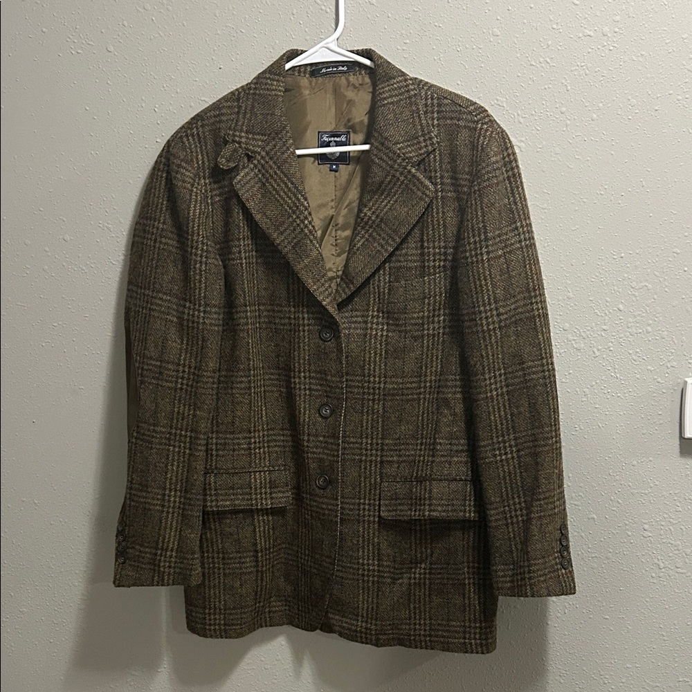 Faconnable Vintage Plaid Wool Blazer Tan‎